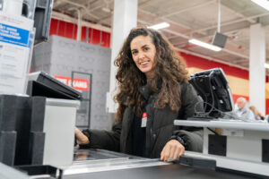 A woman using a computer